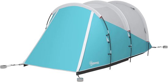 Tunneltent - Familietent 4-5 persoons - Kampeertent met aparte woon- en slaapgedeeltes - Blauw — afbeelding 5