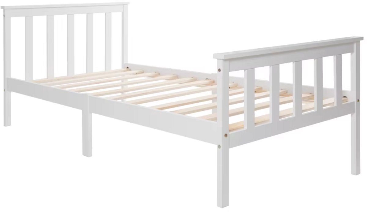 Bolt Edge Eenpersoonsbed 90 x 200 cm - Voor Kinderen - Met lattenbodem - Zonder matras - Kinderbed Wit