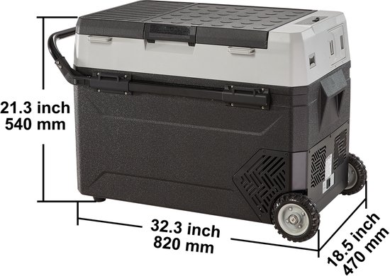 Draagbare Koelkast met Vriesvak 56Qt voor Auto, Twee Zones Compressor van Merkloos — afbeelding 3