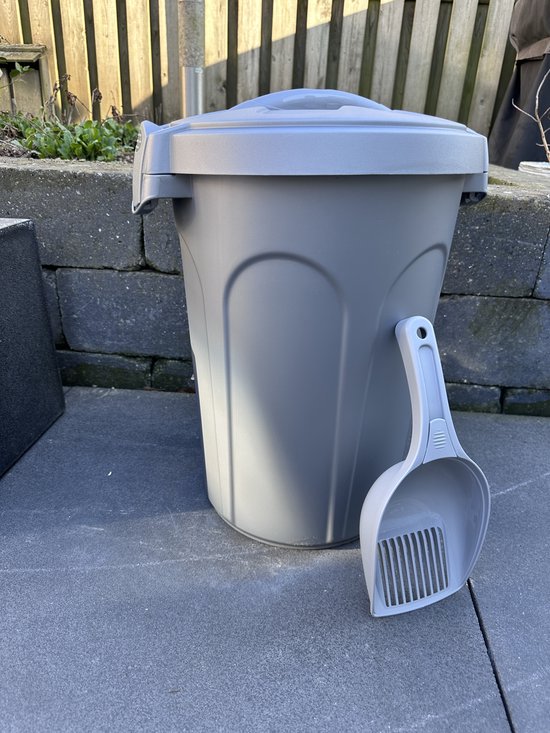 Fût avec couvercle « Jerry » - 23 litres - Fût d'alimentation - Fût de stockage - Conteneur d'alimentation - Avec pelle - Argent