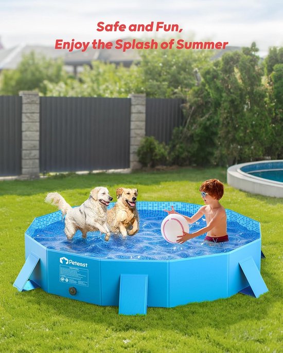 Hondenbadbad Hondenzwembad Bathtub Zwembad Waterbekken Voor Honden En Katten Opvouwbaar O160 X 30h Cm