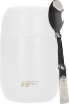 Thermos Voedselcontainer met Lepel - Thermoskan - Voedsel container voor noodles, soep, havermout, ijs, babyvoeding en meer! - Yoghurt beker to go - Thermosbeker voor het meenemen van eten - Wit - 420ml