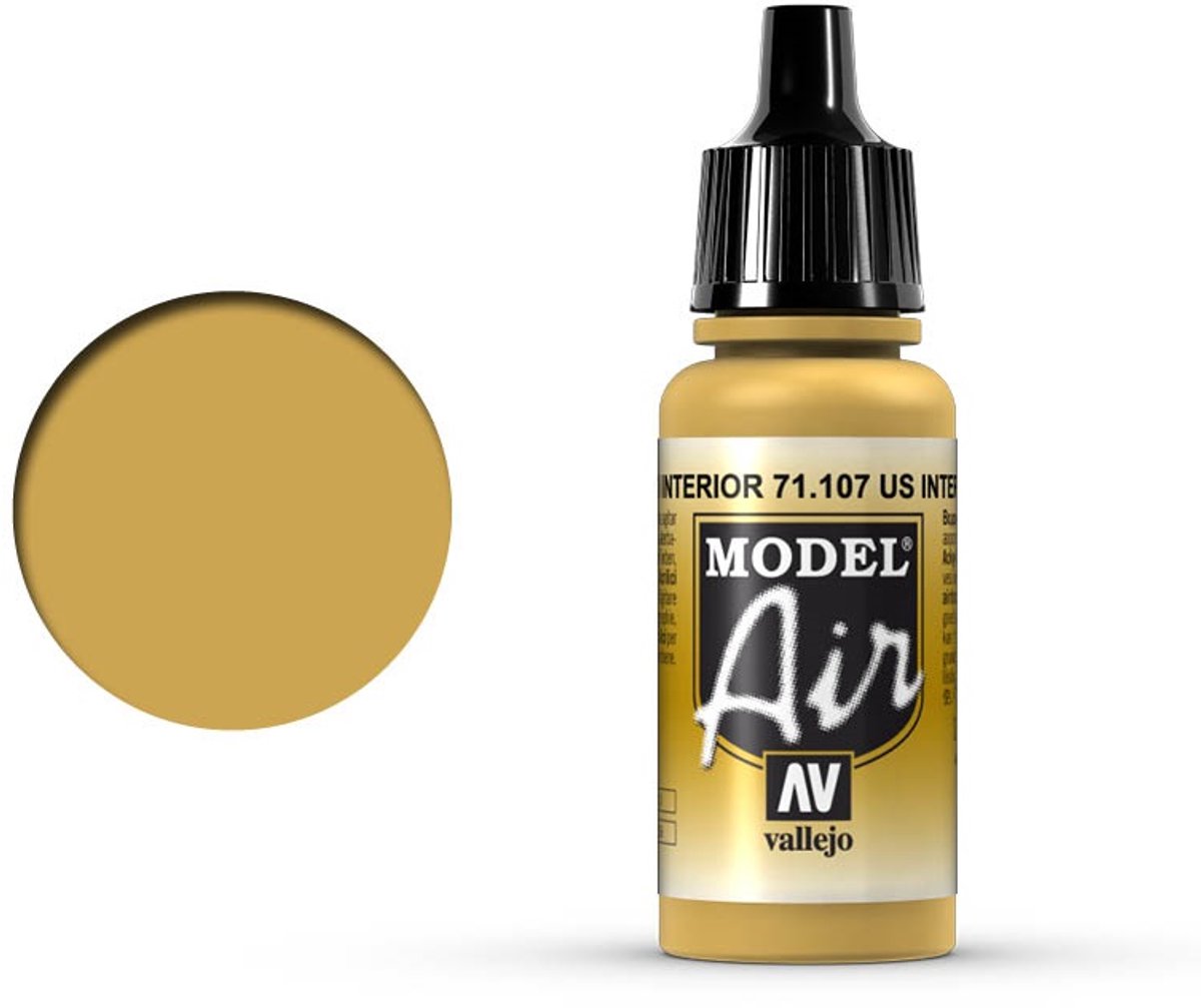Vallejo Hobbyverf Acrylverf - 71107 Model Air US Interior Yellow - Acryl Verf flesje - 17 ml