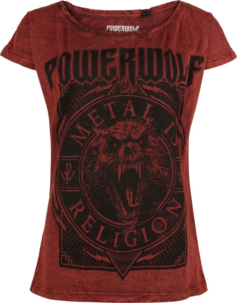 Powerwolf Metal Circle Dames T-shirt - rood - L