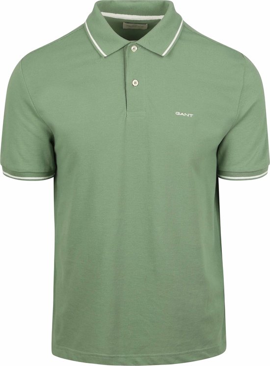 Gant Tipping Piqué Poloshirt Groen - Maat XL - Heren