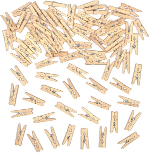 Mini Wasknijpers - Hout - 25 cm - 200 stuks