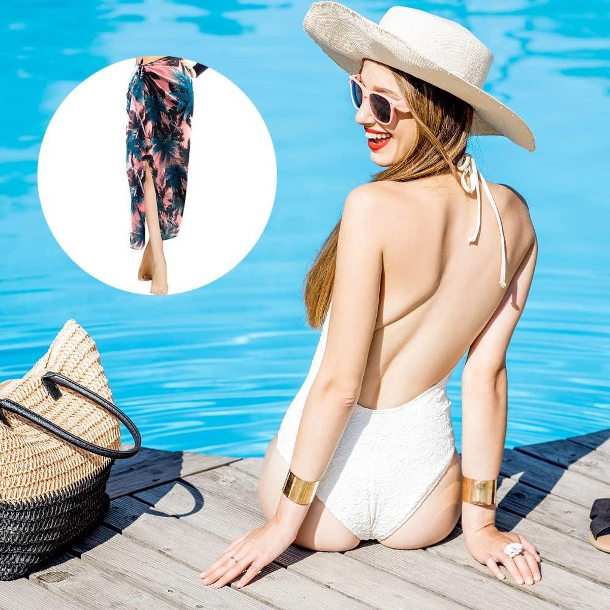 Paréo Femme Plage Mini Robes Grande Taille Tunique Pull Col V Kimono