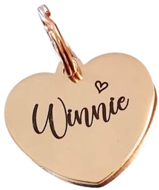 Hondenpenning Champagnekleurig hart - Dogtag - RVS Huisdierpenning - Hondenpenning inclusief graveren - Petshop Seven®