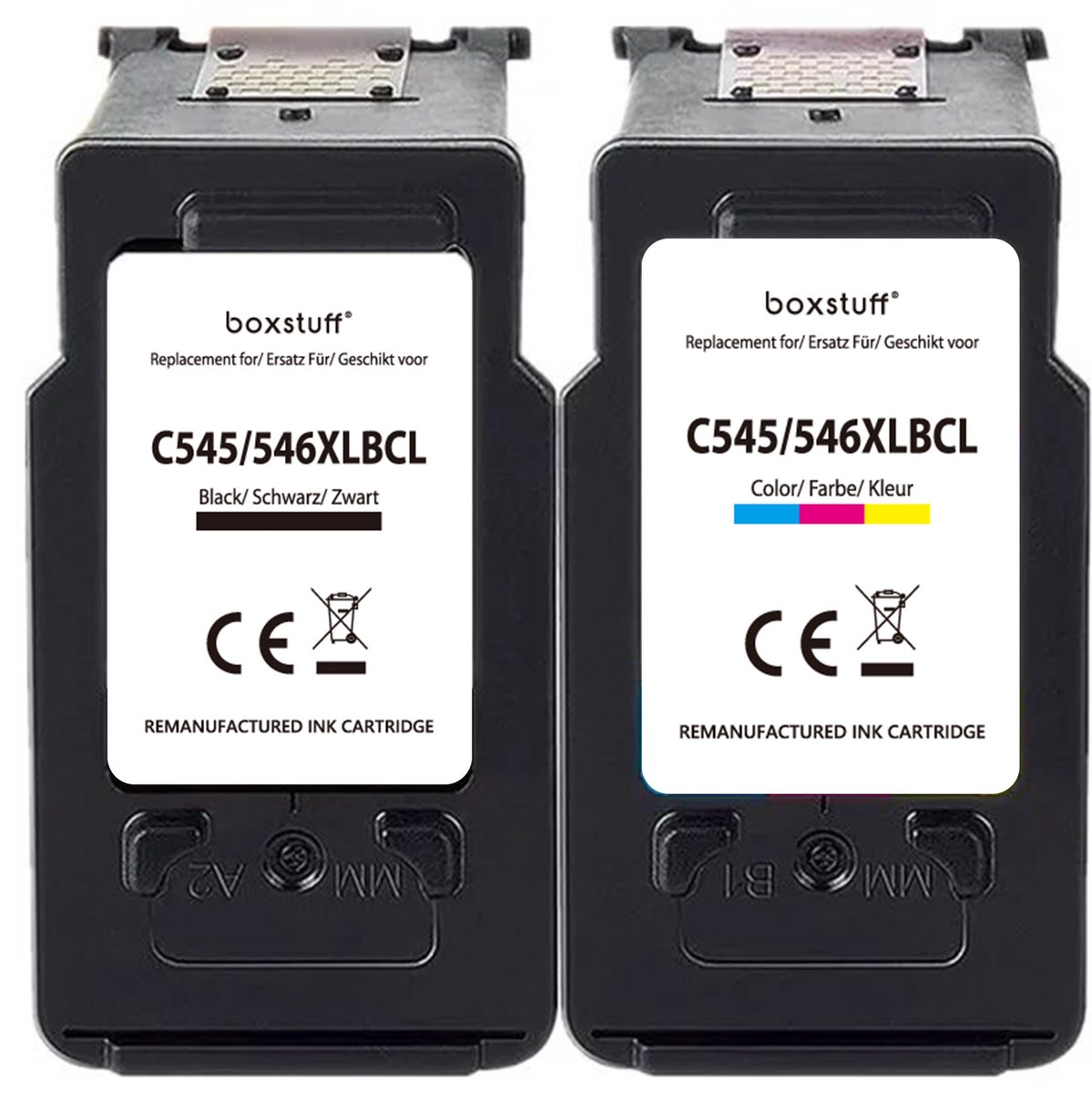 Boxstuff Inkt geschikt voor Canon PG-545 XL + CL-546 XL - Inkt Cartridge 2-pack voor Canon Pixma TS205 / TS305 / TS3350 / TS3150 / TS3151 / TS3355 / TR4550 / TR4551 / MG2550 / MG2555 / MG2950 / MG2450 / MX495 / MX490 Printer - Pack Kleur en Zwart — afbeelding 1
