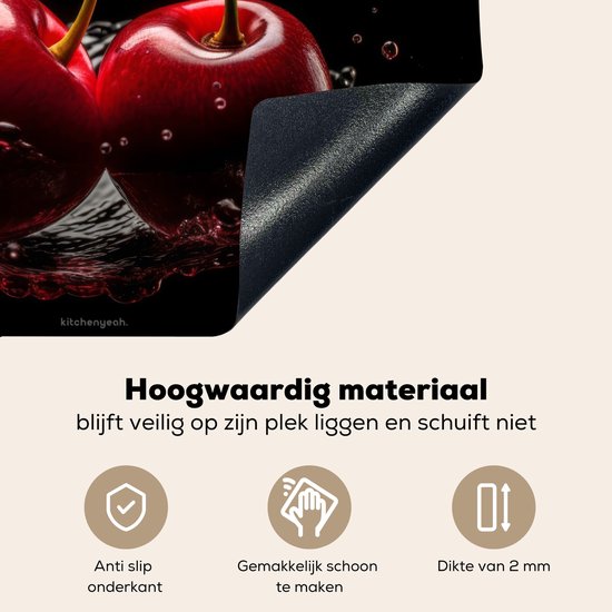 KitchenYeah® Protection plaque induction 70x55 cm - Cerises - Fruits - Eau - Protege plaque de cuisson - Couvre plaque induction - Protecteur d'induction - Cuisine