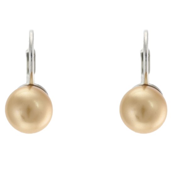 Behave – Oorbellen dames – Champagne glasparel 8 mm – Nikkelvrij – Elegant
