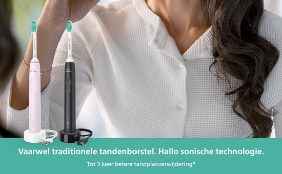 Roze en zwarte Philips Sonicare sonische tandenborstels in een badkameromgeving.