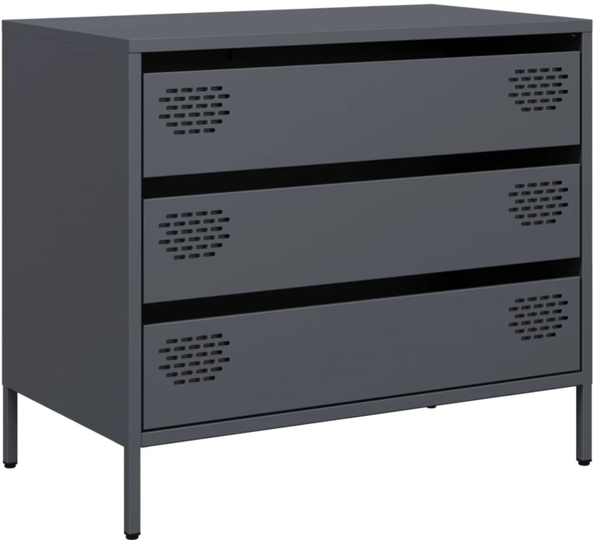vidaXL Commode - Dressoir - Dressoir 68x39x58,5 cm koudgewalst staal antracietkleurig - Kasten - Opslagoplossing - Zwart