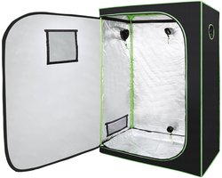 kweektent - 120x60x180 cm - reflectiefolie binnenin - verduisterend - zwart-groen