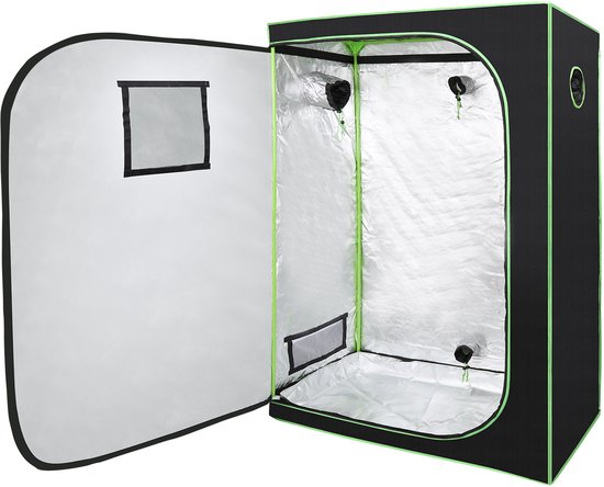 kweektent – 120x60x180 cm – reflectiefolie – verduisterend – zwart-groen