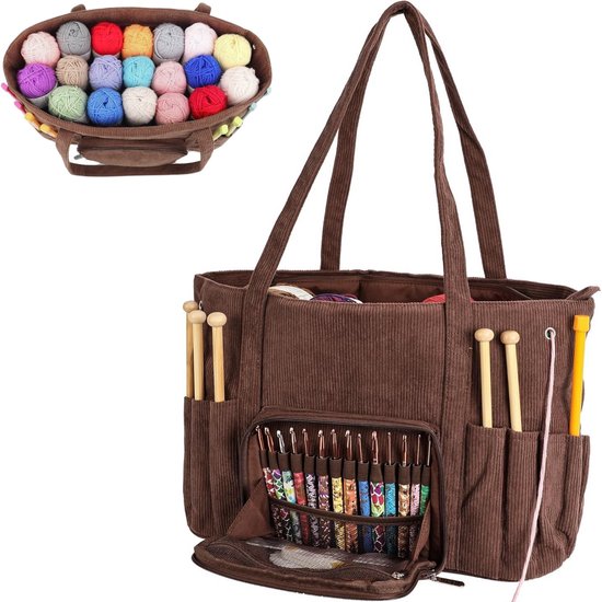 Opbergtas Breien & Haken - Voor Garen, Naalden & Accessoires - Breitas - Haaktas - Hobbytas - Handwerktas - Ribstof