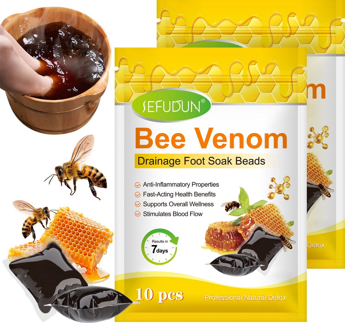 Bijengif Detox & Afslank Voetbad Pods – Bee Venom Detoxkuur - Afvallen – Afslanken – Buik Vermageren - Spataderen