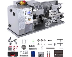 Precisie Metaal Draaibank – Mini Draaibank met 9 Frezen & 2 Klauwplaten – Voor Hobby en Werkplaats