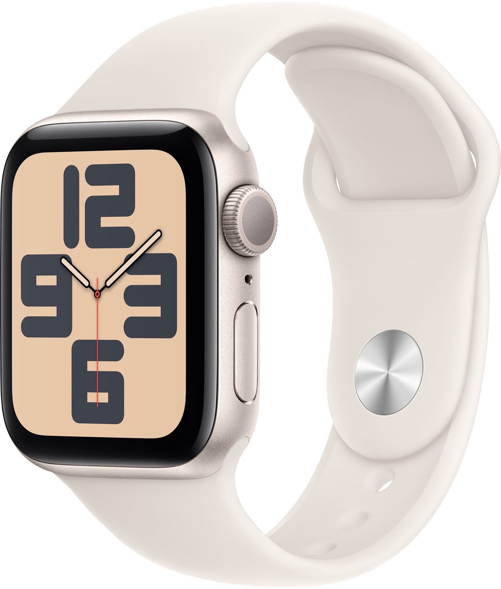 Afbeelding 2 van Apple Watch SE 2024 40mm Starlight Aluminium Case with Starlight Sport Band - M/L