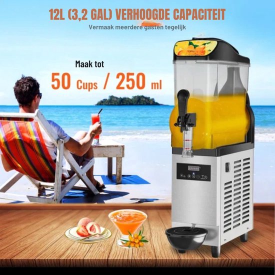 Professionele Slush puppy - 12L - Voor Ijskoude Drankjes - Frozen drink maker van Roestvrij Staal - Horeca Kwaliteit — afbeelding 4