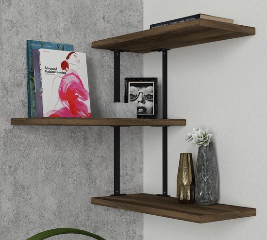 Asir - Wandplank - Okkernoot - 45 x 20 x 47,4 cm