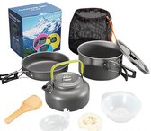WeXplore Pannenset – Kampeer pannenset - 3-delig Camping Kookgerei met Pan, Koekenpan & Waterketel – Compact & Lichtgewicht – Outdoor Kookset voor Hiken, Trekking & Reizen