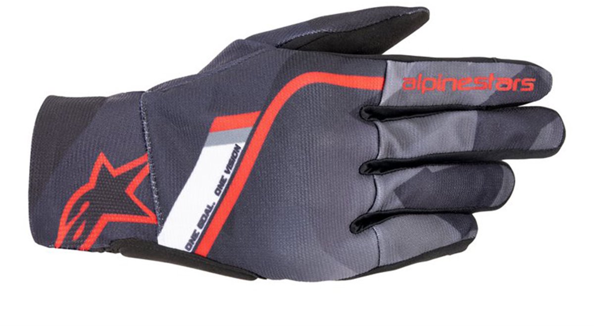 Alpinestars Reef Handschoenen Zwart Grijs Camo Fel Rood - Handschoen