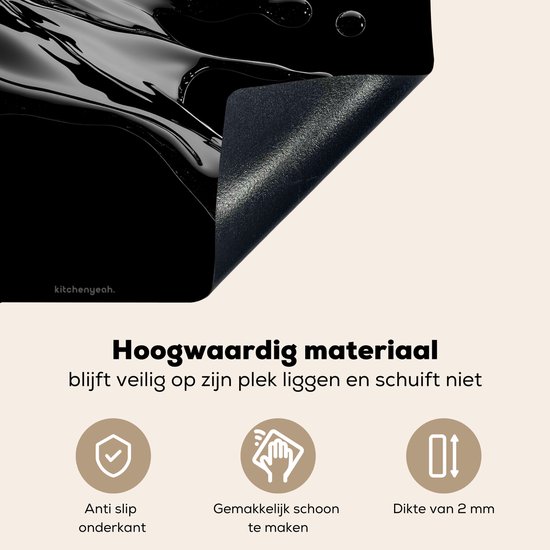 KitchenYeah® Protection plaque induction 75x52 cm - Noir - Splash - Eau - Protege plaque de cuisson - Couvre plaque induction - Protecteur d'induction - Cuisine