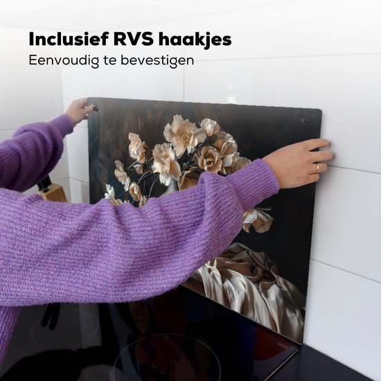 KitchenYeah® Protection plaque induction 77x51 cm - Fleurs - Bouquet - Nature morte - Protege plaque de cuisson - Couvre plaque induction - Protecteur d'induction - Cuisine