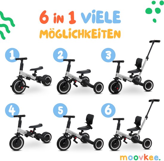 Driewieler met stuur 6in1 grijs - loopfiets vanaf 1 jaar - kinderfiets vanaf 1 jaar van Merkloos — afbeelding 2
