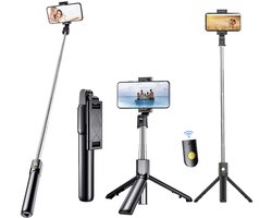 NAXSIR Bluetooth Selfie Stick, 3-in-1 Mini Selfie Stick met Afneembare Afstandsbediening voor Selfie/Video/Live Streaming/Video Blogging