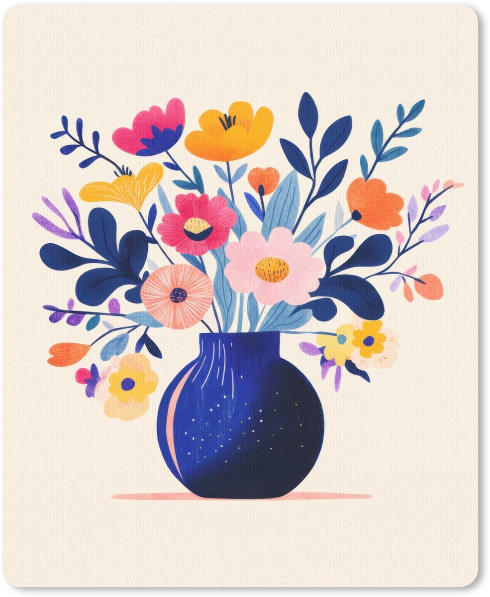 Muismat 19x23 cm - Mousepad Vaas - Bloemen - Boeket - Muismatten