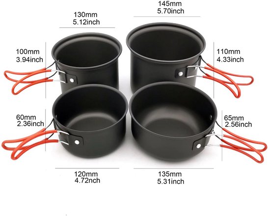 Pannenset camping - WeXplore - draagbare kookset - 16-delig incl. brander en bestek — afbeelding 4