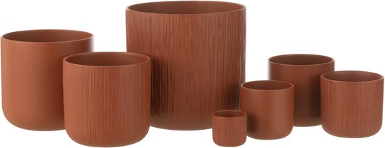 J-Line cache-pot Gen - céramique - brun - large - 2 pièces - Ø 18.5 cm