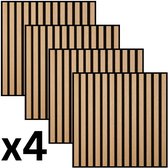 Akoestische Wandpanelen - 4 Stuks - 60X60cm - 3-Zijdig - 20mm - Natuurlijke Eik - Geluidsabsorptie - Flexibel - Stijlvol Ontwerp - Akupanel - Akoestische Panelen - Akoestisch Paneel - Akoestische Wand
