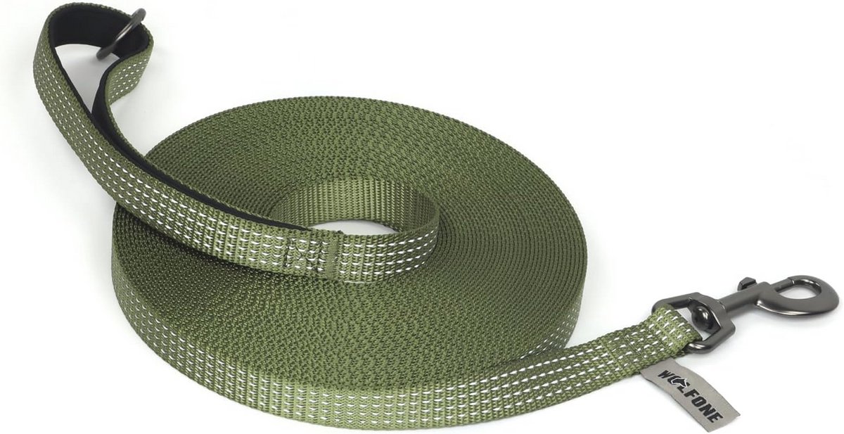 10 meter lange hondenriem nylon met reflecterende strepen en gewatteerde handgreep voor training