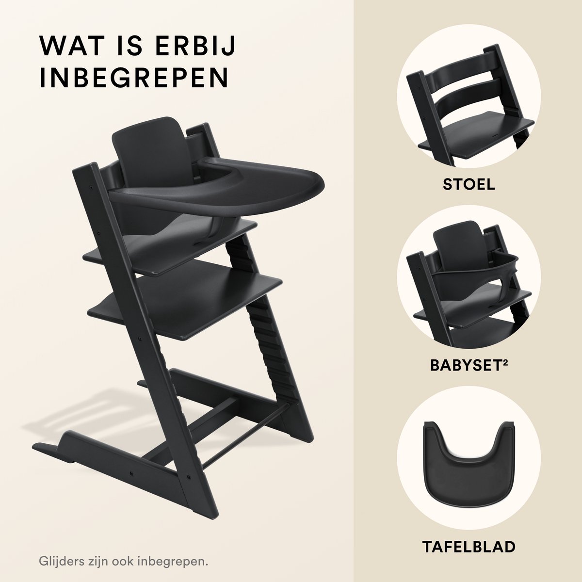 Stokke Tripp Trapp Bundle Stoel + Babyset + Tray - Black thumbnail 6