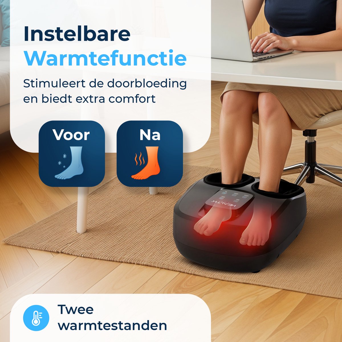 Health Bay® ComfortPress - Voetmassage Apparaat - Shiatsu & Luchtcompressie - Voetmassage Apparaat Bloedsomloop - Verwarming & Instelbare Intensiteit thumbnail 5