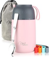 Récipient isotherme 450, 650 ml, acier inoxydable, récipient chauffant, récipient alimentaire, nourriture pour bébé, récipient pour garder les aliments au chaud, boîte à lunch thermique, muesli à emporter, rose, 650 ml