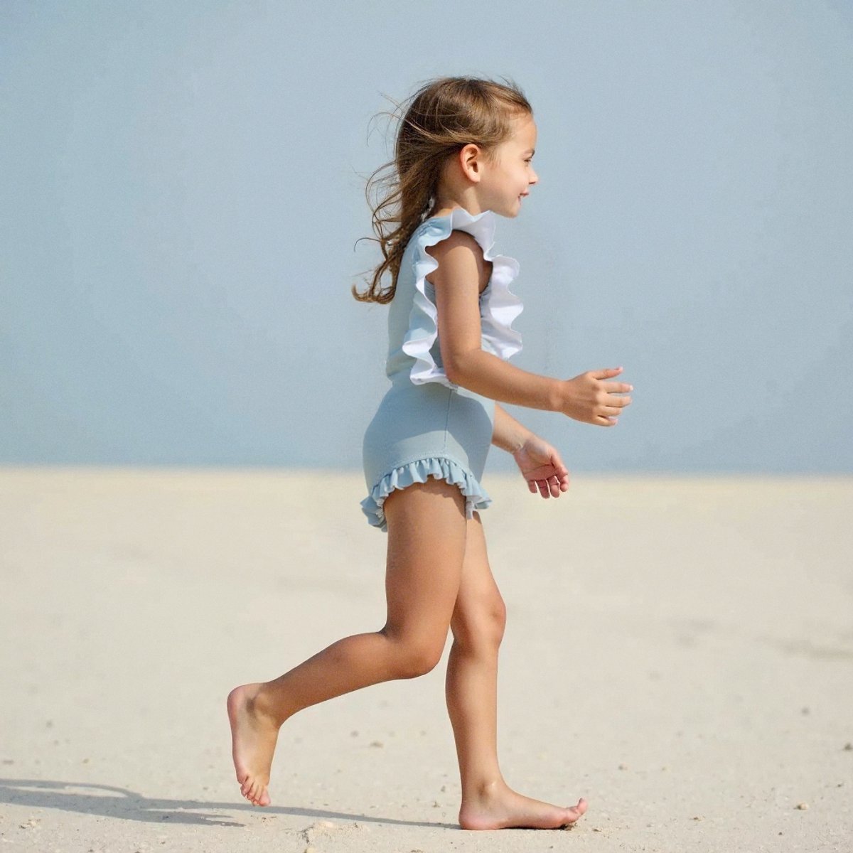 Joya Kids® Badpak Korte Mouw Licht Blauw met Ruches Meisjes | Zwempak met ruches Pof Mouwen | Zwempak Lage Rug Kind | Meisje Bikini Zomer | Kinderbadpak Peuter | | 1 - 2 jaar — afbeelding 8