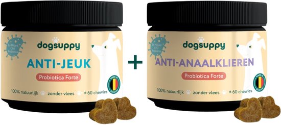 Probiotiques anti-démangeaisons et anti-glandes anales [sans viande] - 100 % naturel - 120 délicieuses friandises - 2 pots [Lot]