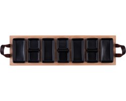 Bowls and Dishes Borrelplank | Serveertray | Dienblad | BBQ tip! 69cm 7-vaks met schaaltjes zwart