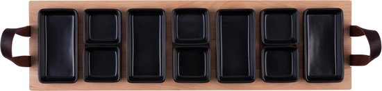 Bowls and Dishes Borrelplank | Serveertray | Dienblad | BBQ tip! 69cm 7-vaks met schaaltjes zwart
