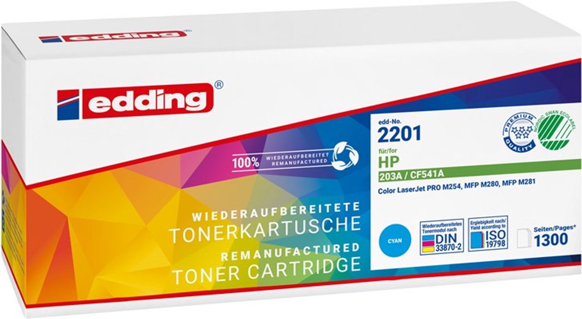 Edding Toner vervangt HP 203A (CF541A) Compatibel Cyaan 1300 bladzijden EDD-2201 18-2201