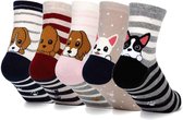 LIXIN Fashion Sokken - Nieuwe Stijl Puppy - 5 Paar - Maat 36-40 - Novelty Animal Socks - Dames sokken - Kleurrijke sokken met schattige hond - Casual katoenen sokken - Tieners - Vrouwen - Volwassenen - Leuk Sokken