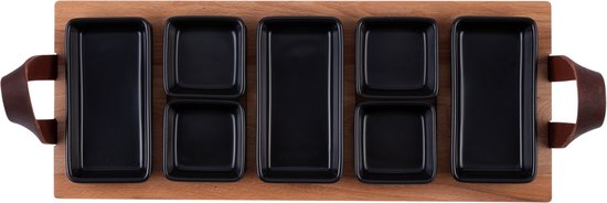 Bowls and Dishes Borrelplank | Serveertray | Dienblad | BBQ tip! 49cm 5-vaks met schaaltjes zwart