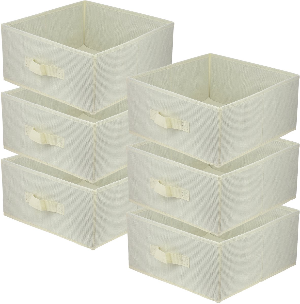 LAVITA® Opbergmand Textiel - 31x31x15 Crème 6 Stuks - Opbergbox Kast Organizer Opbergdoos - Kastlade Verdeler Voor Kleding Ondergoed Badkamer Kledingkast - Vouwdoos Stoffen Doos Opbergdozen