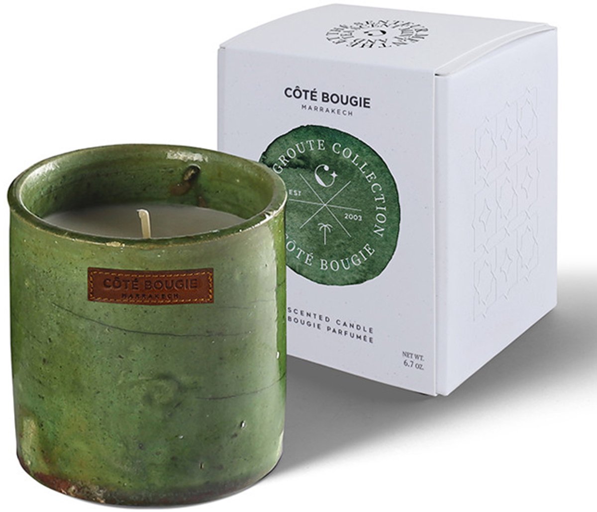 Côté Bougie - Geurkaars Bougie Tamegroute Verte Menthe en Thé Medium - Kaarsen