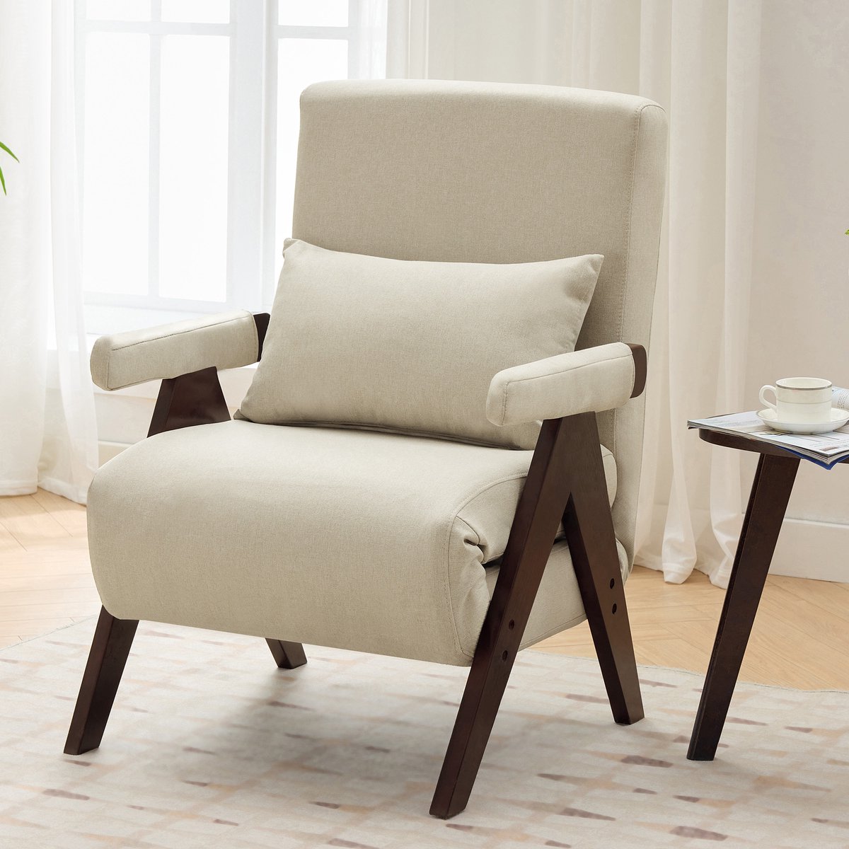 Sweiko Relaxfauteuil - Slaapfunctie - Slaapbank - Opklapbare stoel - Walnoot