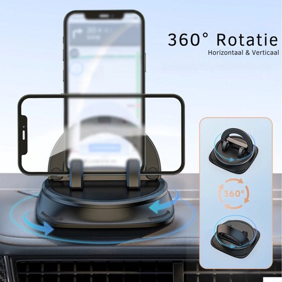 Support de téléphone pour voiture - Antidérapant - Rotation à 360 degrés - Accessoires de voiture - Support de téléphone pour tableau de bord